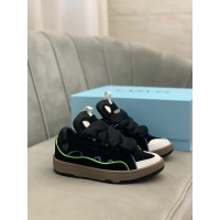 Lanvin Curb Lace-Up Sneakers Black Blue White
