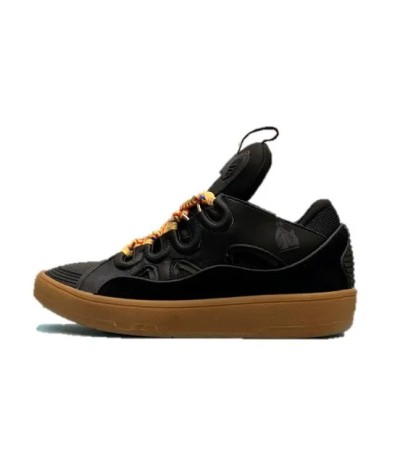Lanvin Curb Lace-Up Sneakers Black Brown