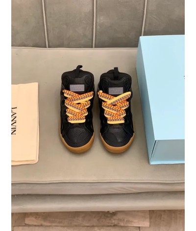 Lanvin Curb Lace-Up Sneakers Black Brown