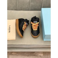 Lanvin Curb Lace-Up Sneakers Black Brown