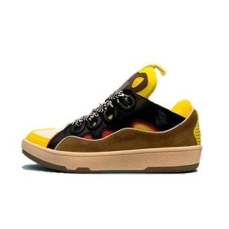 Lanvin Curb Lace-Up Sneakers Black Yellow