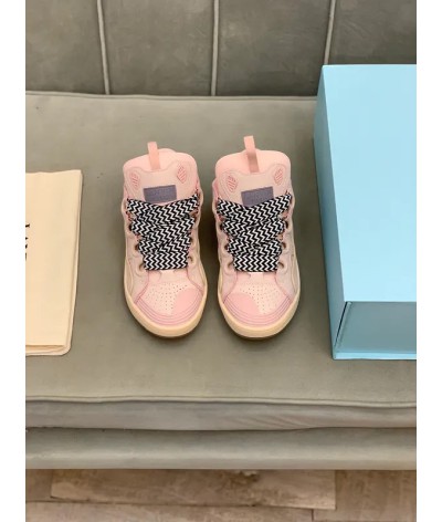 Lanvin Curb Lace-Up Sneakers Pink Pale