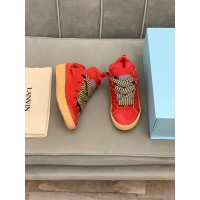 Lanvin Curb Lace-Up Sneakers Red