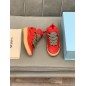 Lanvin Curb Lace-Up Sneakers Red