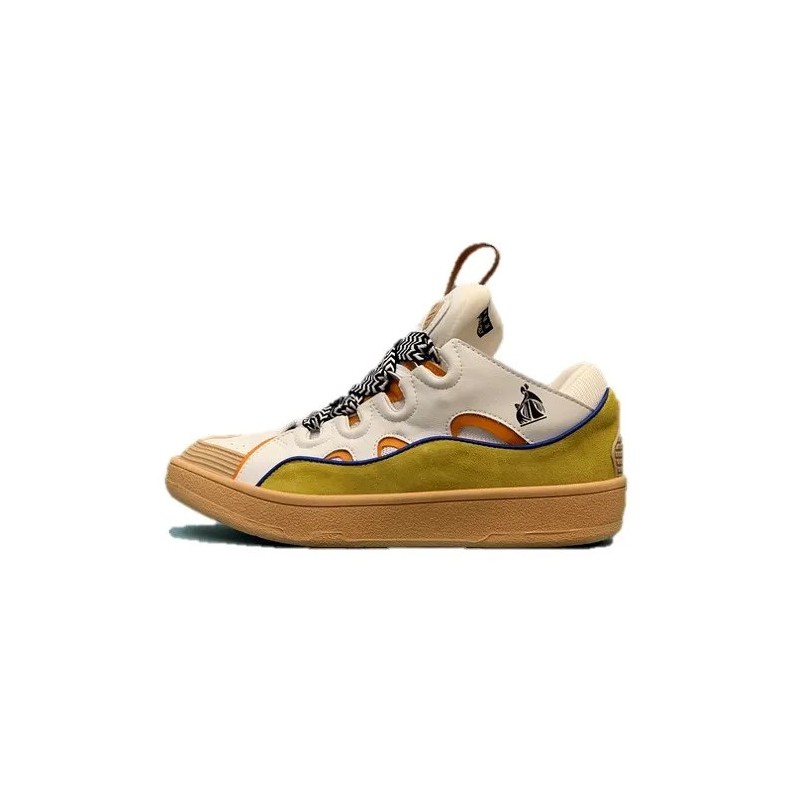Lanvin Curb Lace-Up Sneakers White