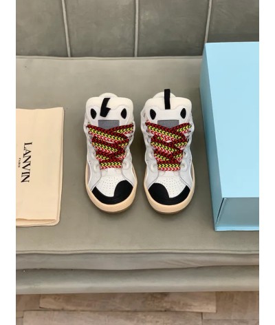 Lanvin Curb Lace-Up Sneakers White Brown