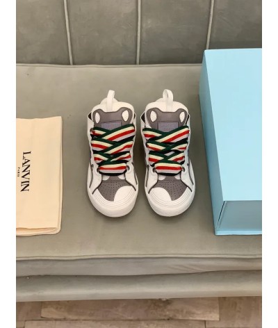 Lanvin Curb Lace-Up Sneakers White Green