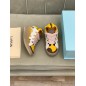 Lanvin Curb Lace-Up Sneakers Yellow Beige