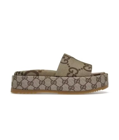 Gucci Sandalo Platform 55mm Angelina Camel Canvas