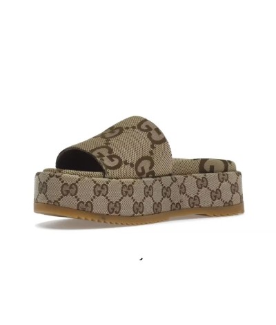 Gucci Sandalo Platform 55mm Angelina Camel Canvas
