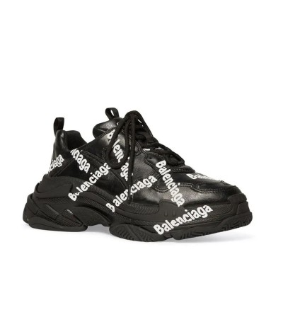 Balenciaga Triple S Logo Print Black