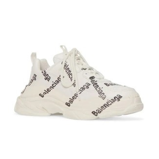 Balenciaga Triple S Logo Print White